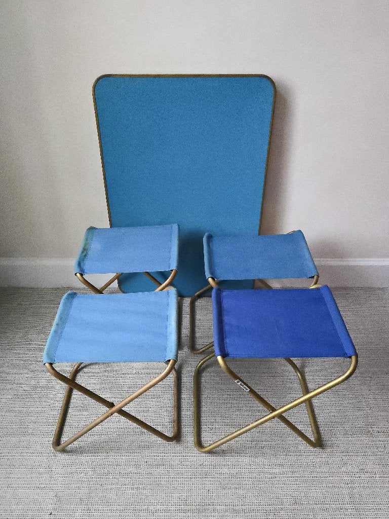 Ensemble CAMPING Retro LAFUMA CHANTAZUR - Table + Tabourets, Caravanes & Camping, Meubles de camping, Comme neuf, Table de camping