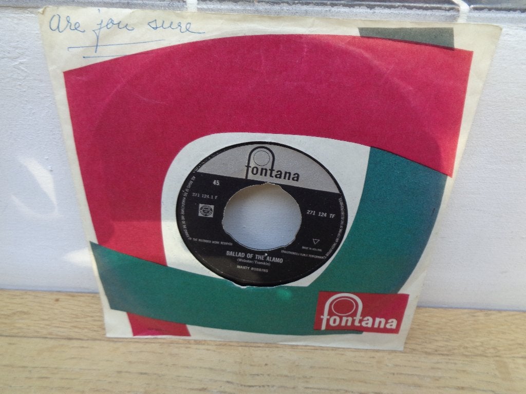 Marty Robbins single "Ballad of the Alamo" [Nederland-1960], Gebruikt, Verzenden, 7 inch, Beschermende buitenhoes