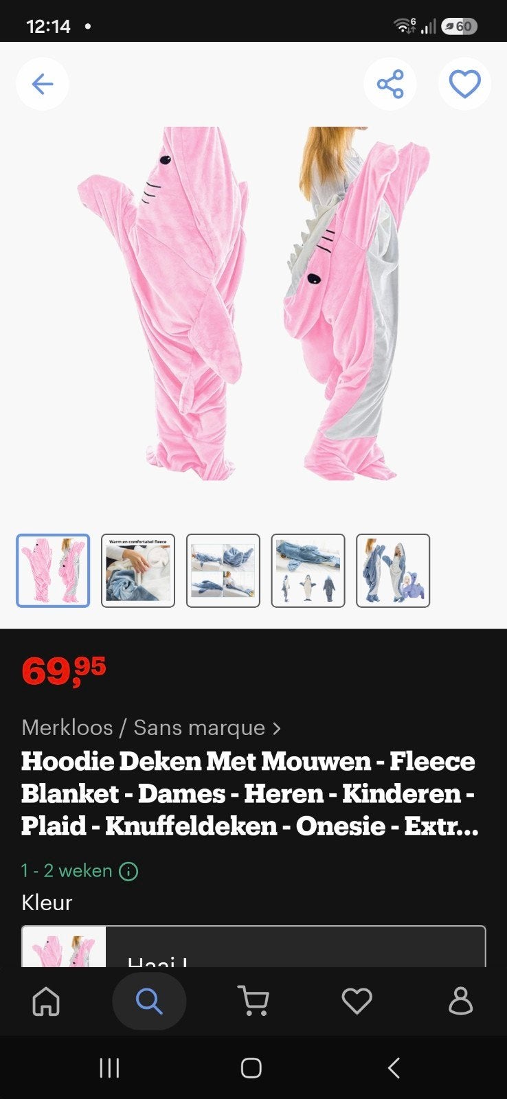 onesie roze haai, tiener of dames, Kleding | Dames, Pyjama's, Bol.com, Ophalen, Nieuw