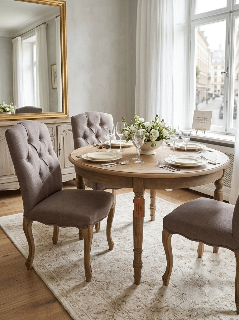 Prachtige Set van 6 Luxe Barok-stijl Eetkamerstoelen, Gris, Bois, Comme neuf, Enlèvement