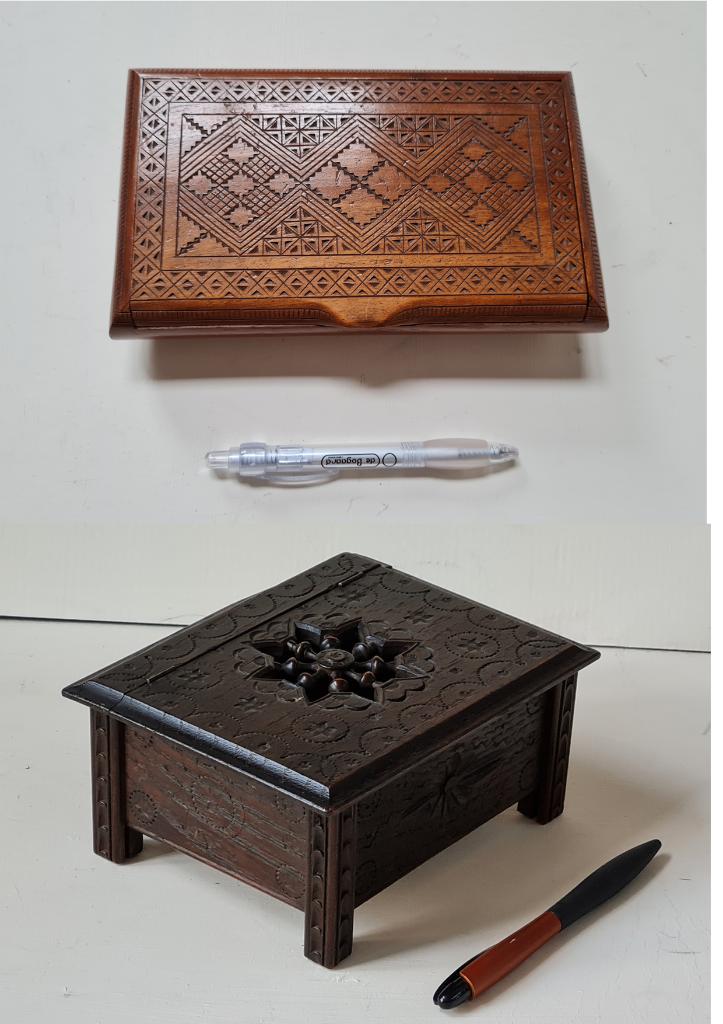 Bretoense juwelen doos eik & kerselaar kaartdoos antiek, Antiek en Kunst, Houtsnijwerk, Ophalen of Verzenden, Handgemaakt, Hout