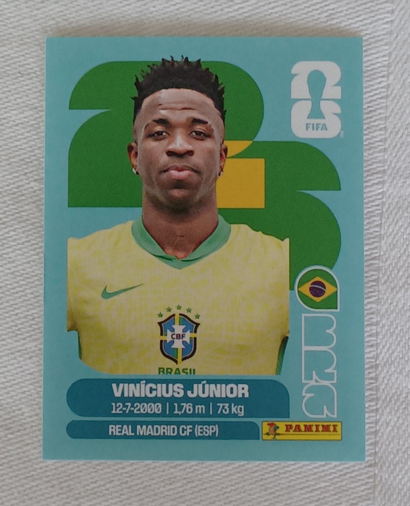 Vinícius Júnior - Autocollant Coupe du monde 2026, Enlèvement ou Envoi, Comme neuf, Autocollant