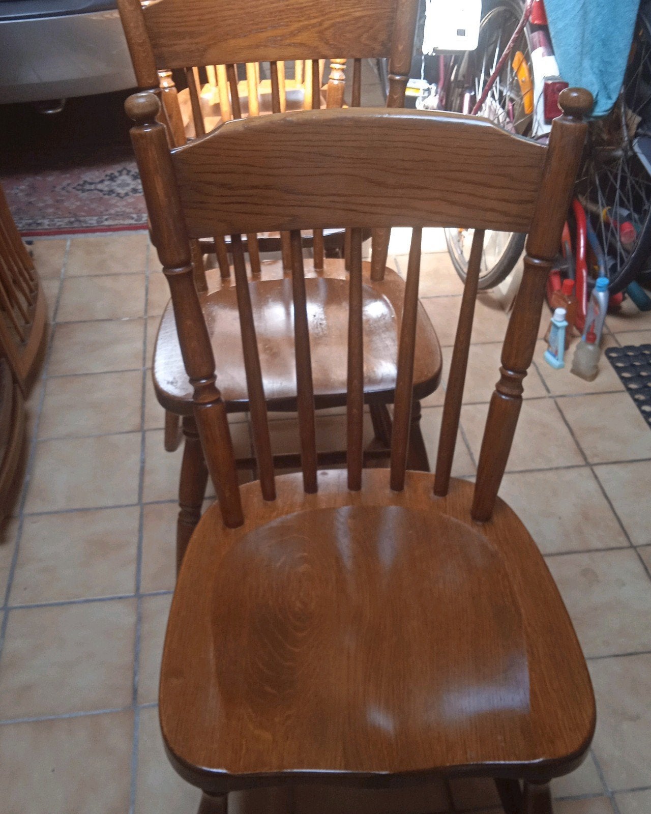 4 chaises entièrement en chêne, très résistantes, qualité 30, Antiquités & Art, Enlèvement ou Envoi