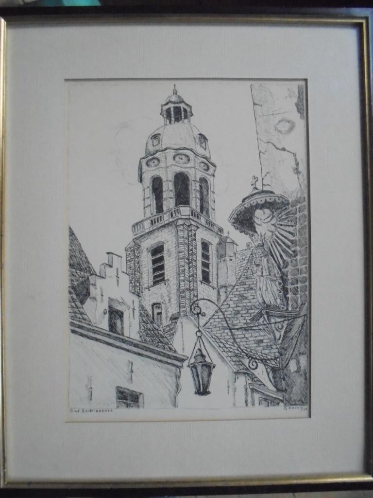 Toren St Andries Antwerpen  Inkttekening, Verzenden