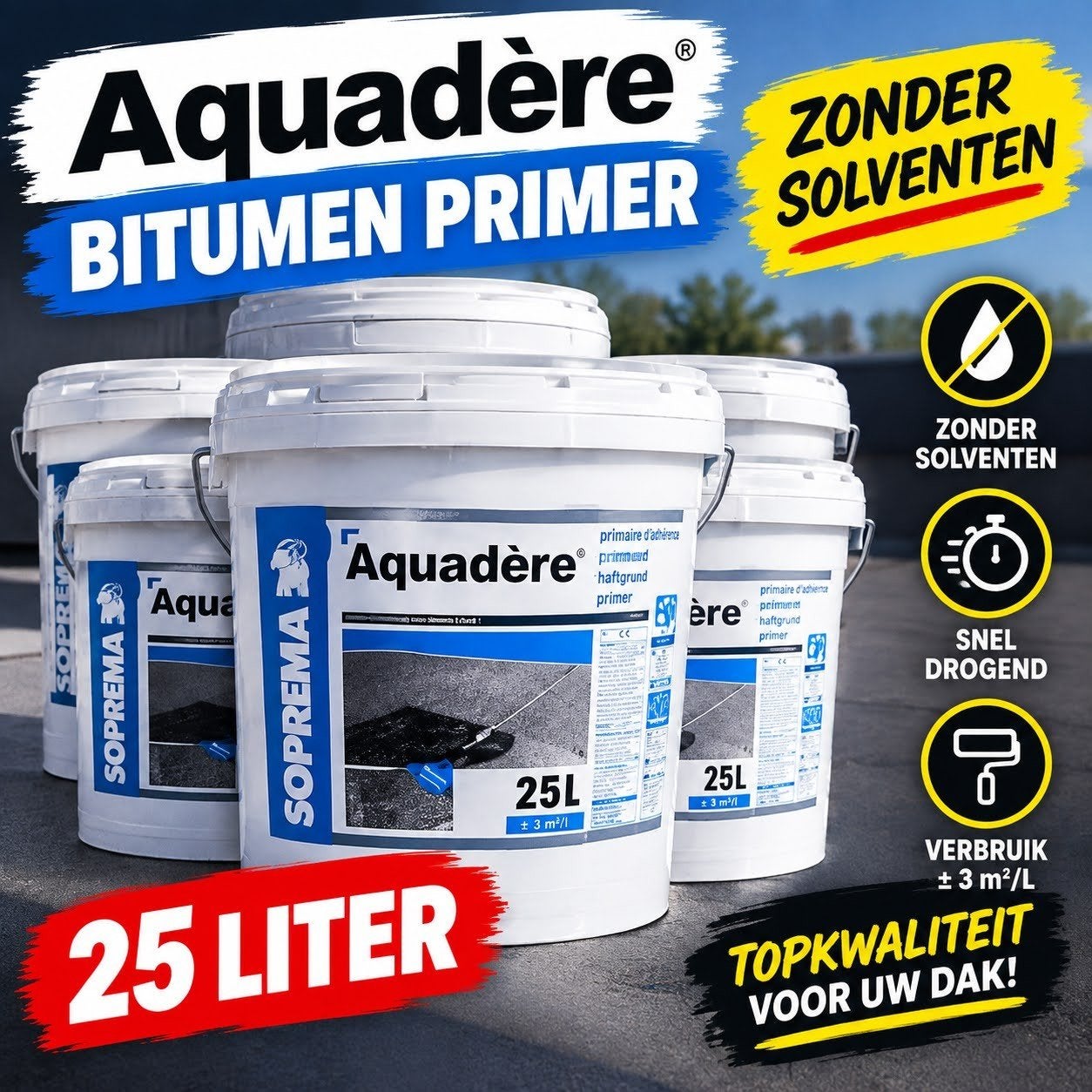 Aquadere bitumen primer zonder solventen, Doe-het-zelf en Bouw, Ophalen, Nieuw
