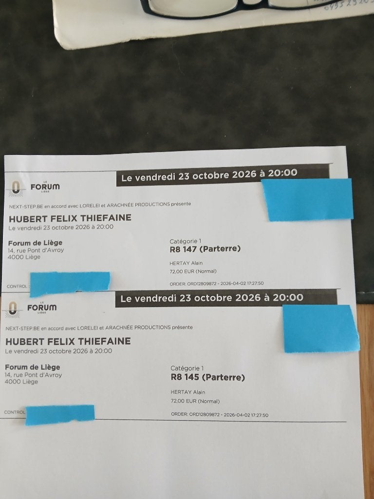 Place concert, Tickets & Billets, Concerts | Chanson française, Deux personnes, Octobre, Autres types