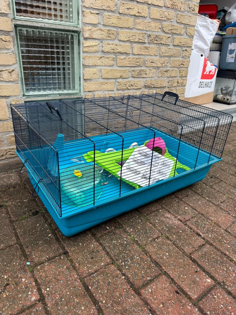 Kooi voor knaagdieren met toebehoren, Dieren en Toebehoren, Ophalen, Kooi, 60 tot 90 cm, Zo goed als nieuw