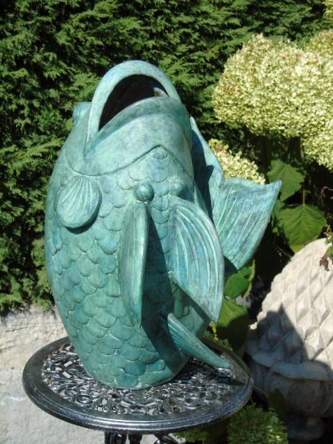 gros poisson en bronze patinée, jet d eau !!!, Jardin & Terrasse, Pièces d'eau & Fontaines, Neuf, Fontaine, Autres matériaux, Enlèvement ou Envoi