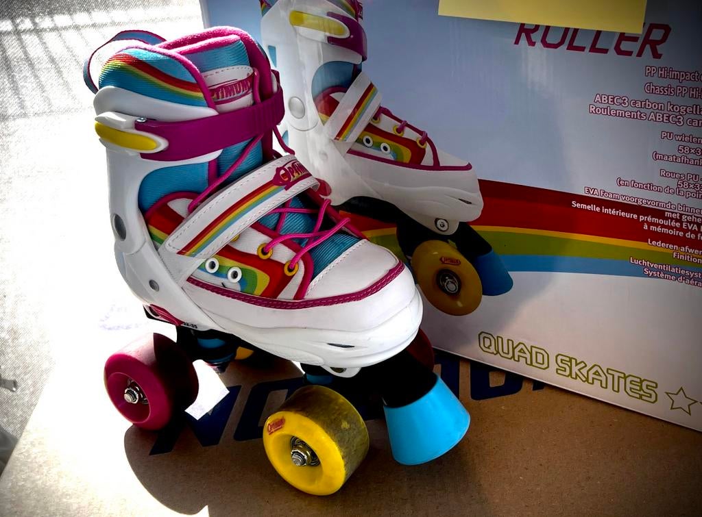 Rolschaatsen Rainbow maat 32-35 (verstelbaar), Ophalen, Verstelbaar, Zo goed als nieuw