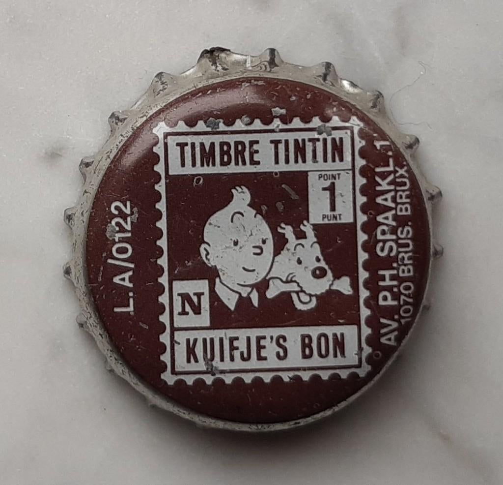 OUDE KROONKURK KUIFJE BON TIMBRE TINTIN CROWN CAP, Collections, Personnages de BD, Enlèvement ou Envoi, Tintin