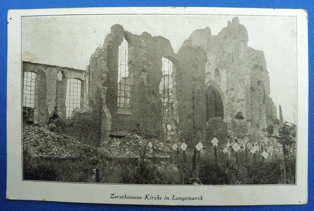 WO1 Feldpost Zerschossene Kirche Langemarck/Langemark  (S), Verzenden, Landmacht, Overige typen