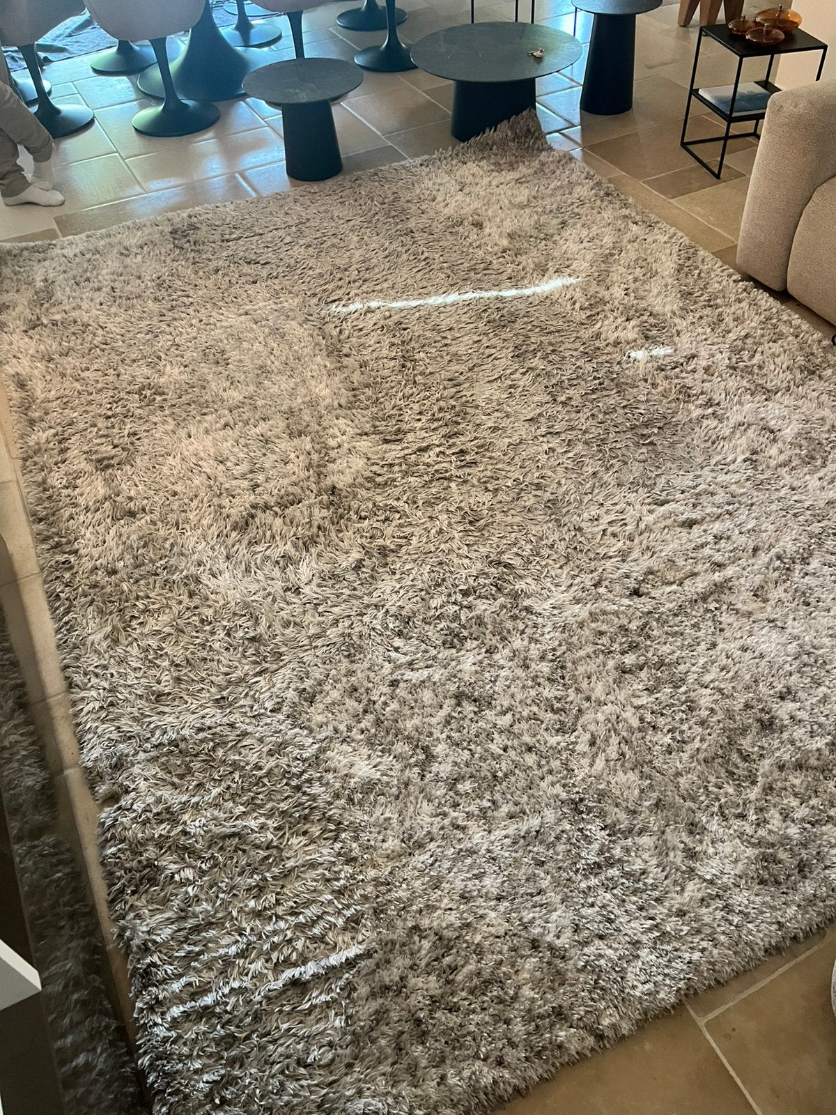 Grand tapis Juntoo 240x330 – beige/crème – très bon état, Enlèvement, Comme neuf, Crème