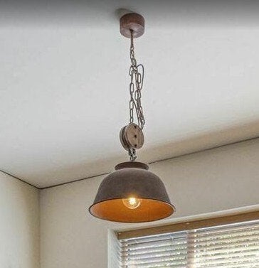 Bronzen hanglamp, Enlèvement, Métal, Rustiek, industrieel, E27 (grand)