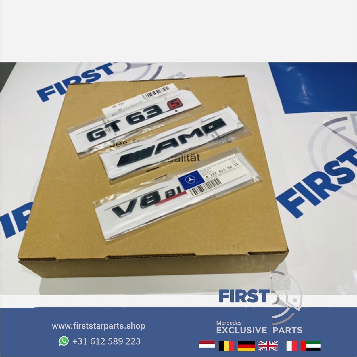 X290 GT 63 S 4MATIC+ AMG LOGO SET ZWART EMBLEMEN SET Mercede, Gebruikt, -, Ophalen of Verzenden, -