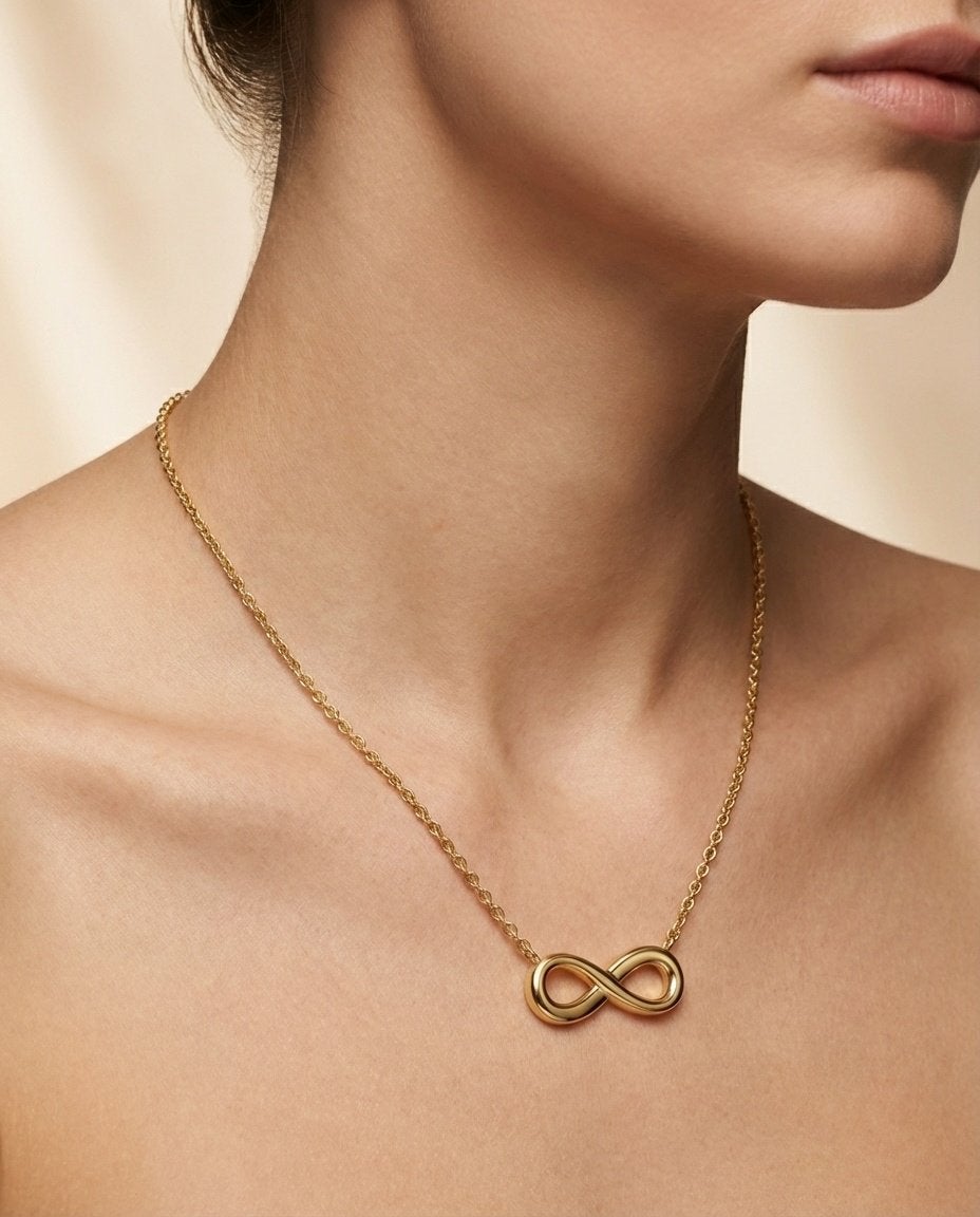 Collier infini acier inoxydable plaqué or 18k, Enlèvement ou Envoi, Or, Autres matériaux