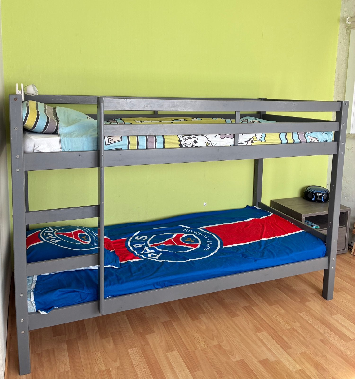 Kinderstapelbed - Hout, kleur grijs - 90x200 cm, 140 cm hoog, 90 cm, Enlèvement, Utilisé, 200 cm