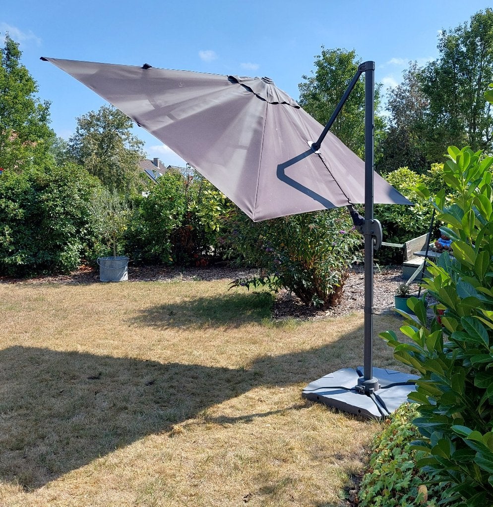 zweefparasol met voet, Jardin & Terrasse, Parasols, Parasol flottant, Enlèvement, Réglable, Utilisé