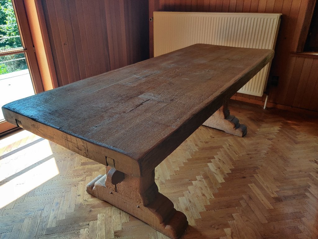 Massief eiken eettafel - 8/12 personen 225X85 - verlengbaar, Maison & Meubles, Tables | Tables à manger, Comme neuf, 200 cm ou plus