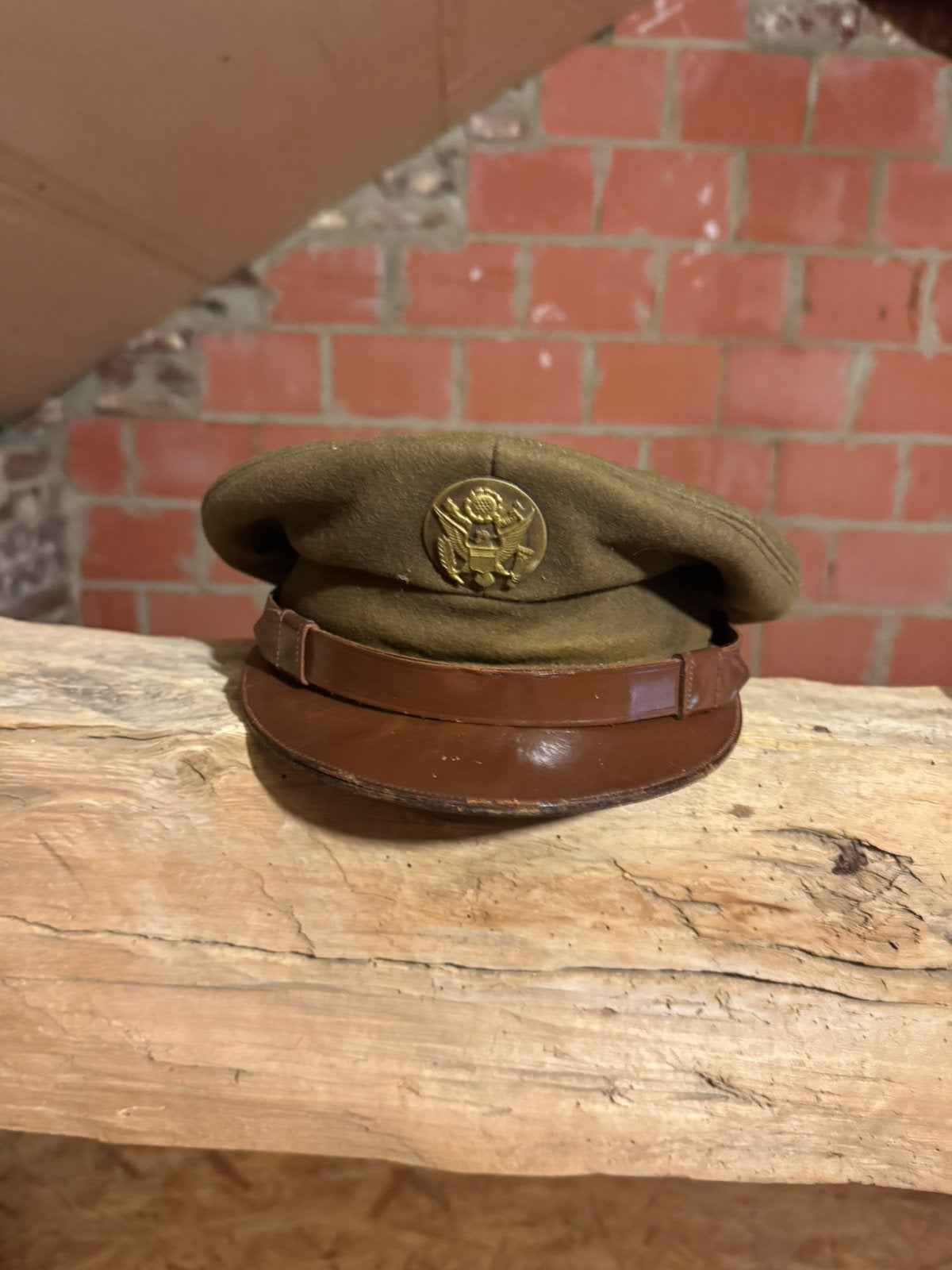 Amerikaanse wo2 service cap, Collections, Objets militaires | Seconde Guerre mondiale, Enlèvement ou Envoi, Armée de terre, Casque ou Béret