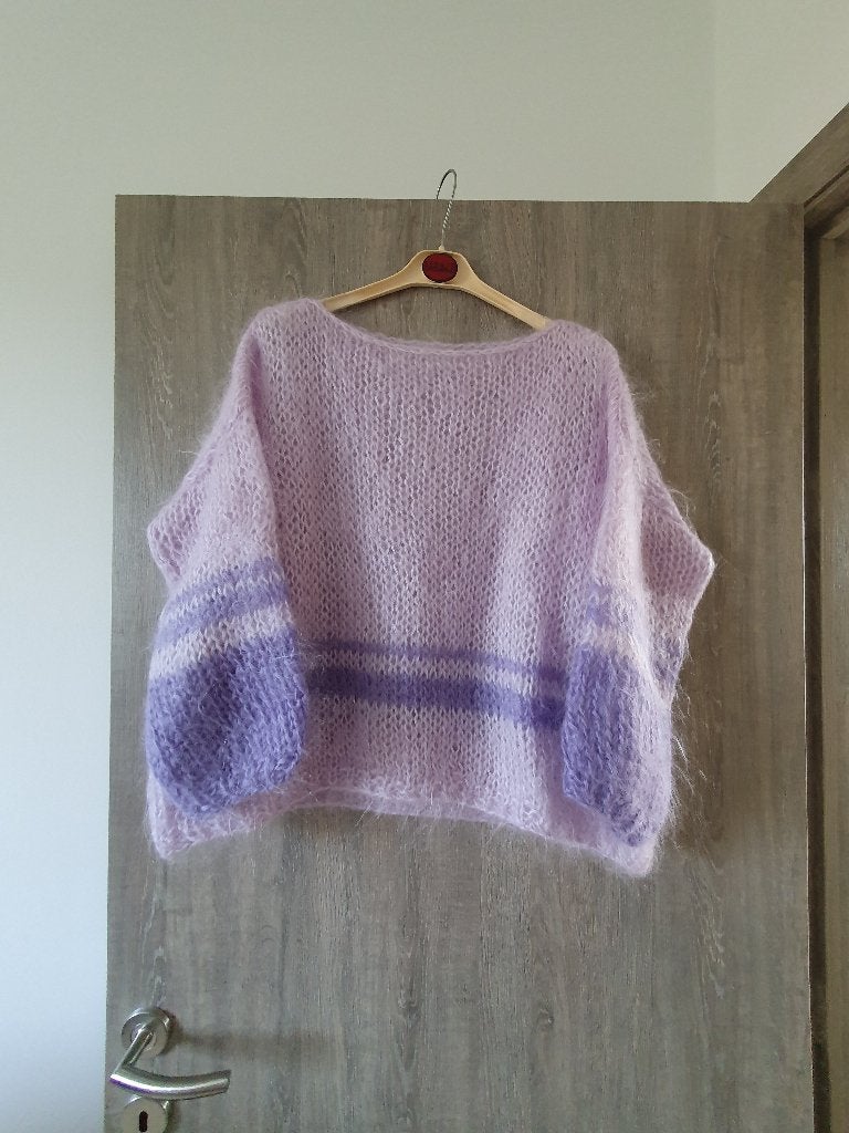 Handgebreide Lila/paarse pull M/L, Handgemaakt, Ophalen of Verzenden, Maat 38/40 (M), Paars