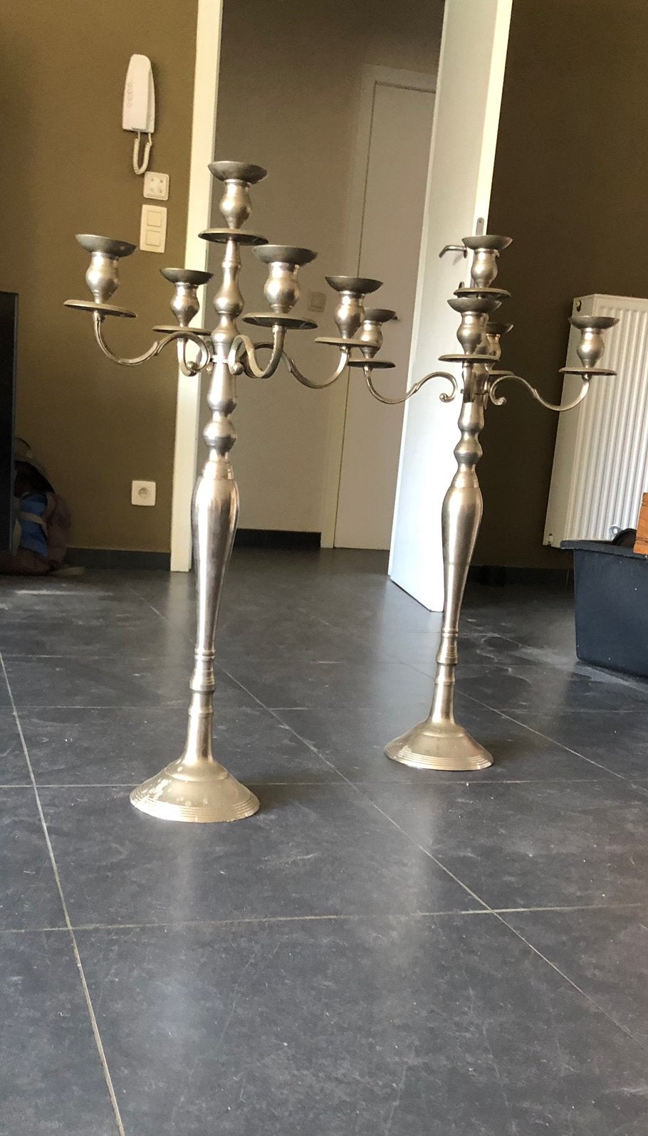 Decoratie 2 kandelaars verzilverd, Antiek en Kunst, Ophalen