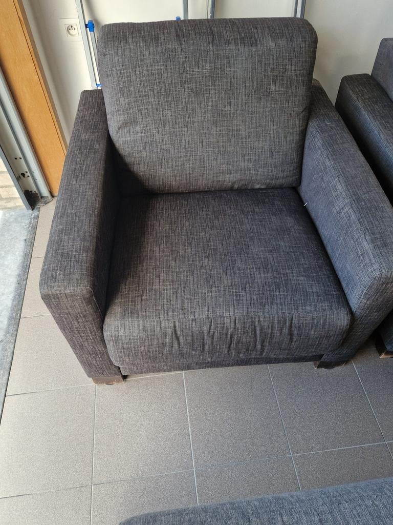 Een grote zetel en 2 clubs te koop, Ophalen, Gebruikt, 150 tot 200 cm, 75 tot 100 cm