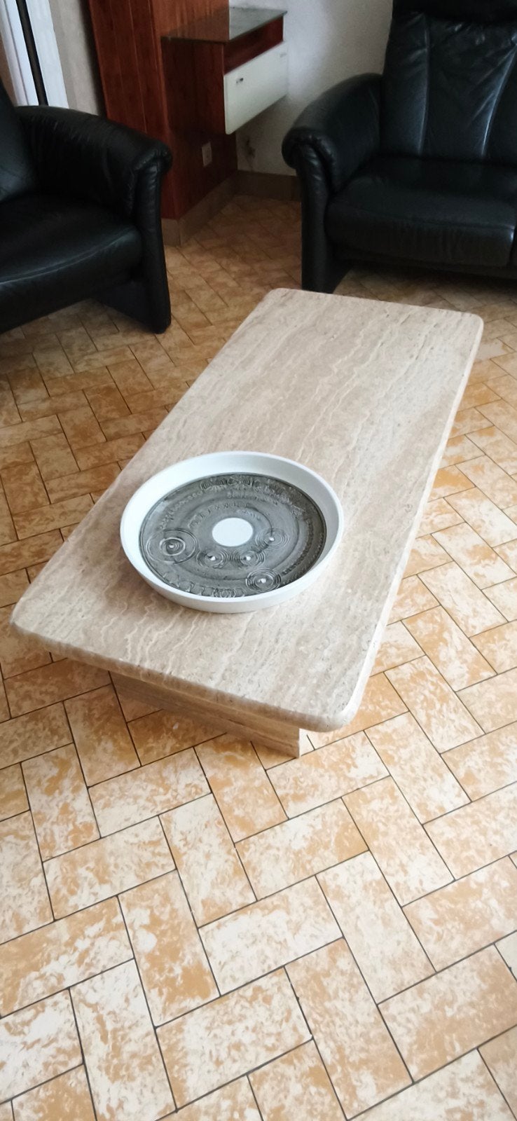 tafel in travertin, Ophalen