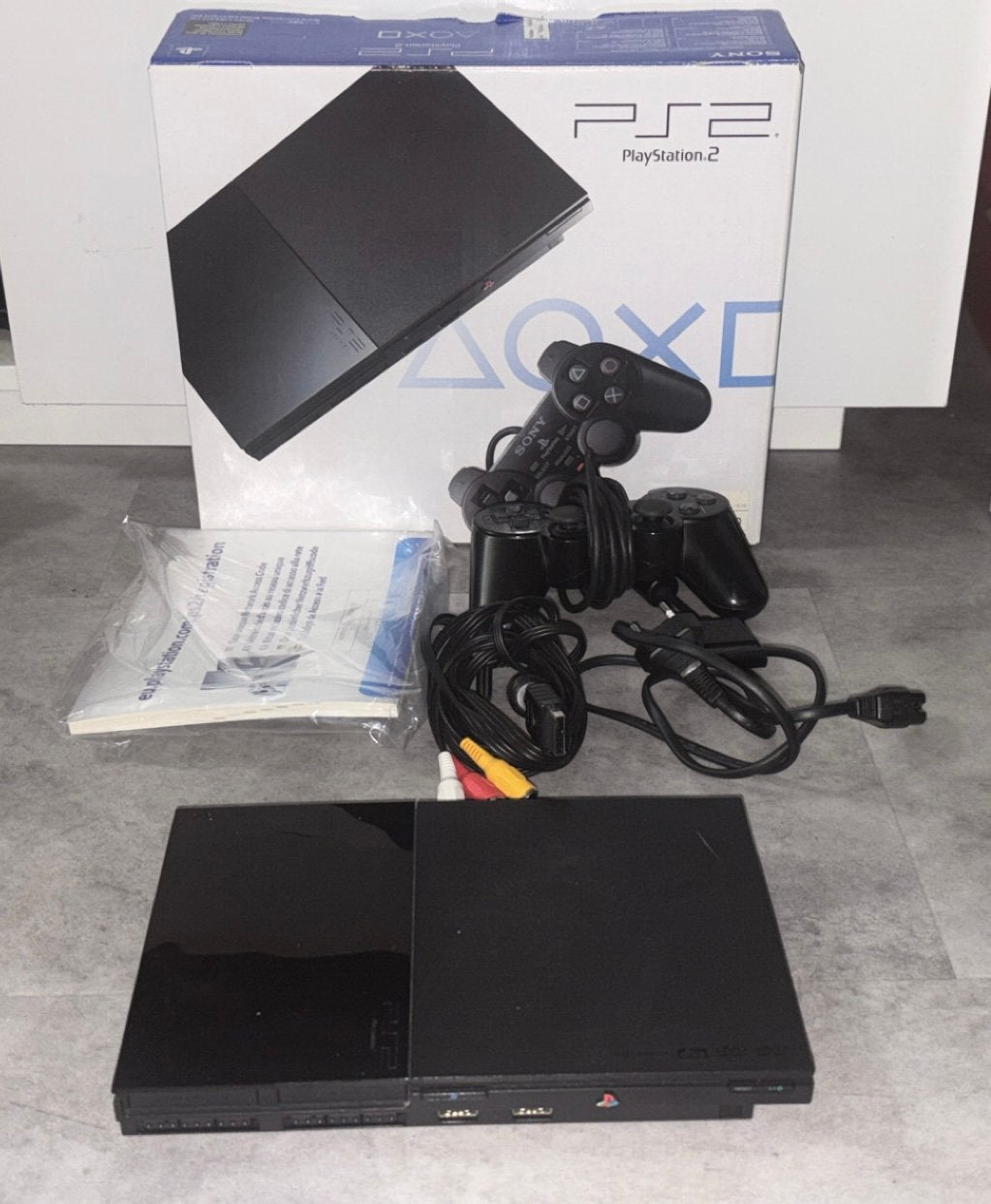 Sony PlayStation 2 Slim compleet in originele doos, Met games, Zwart, Ophalen of Verzenden, Zo goed als nieuw