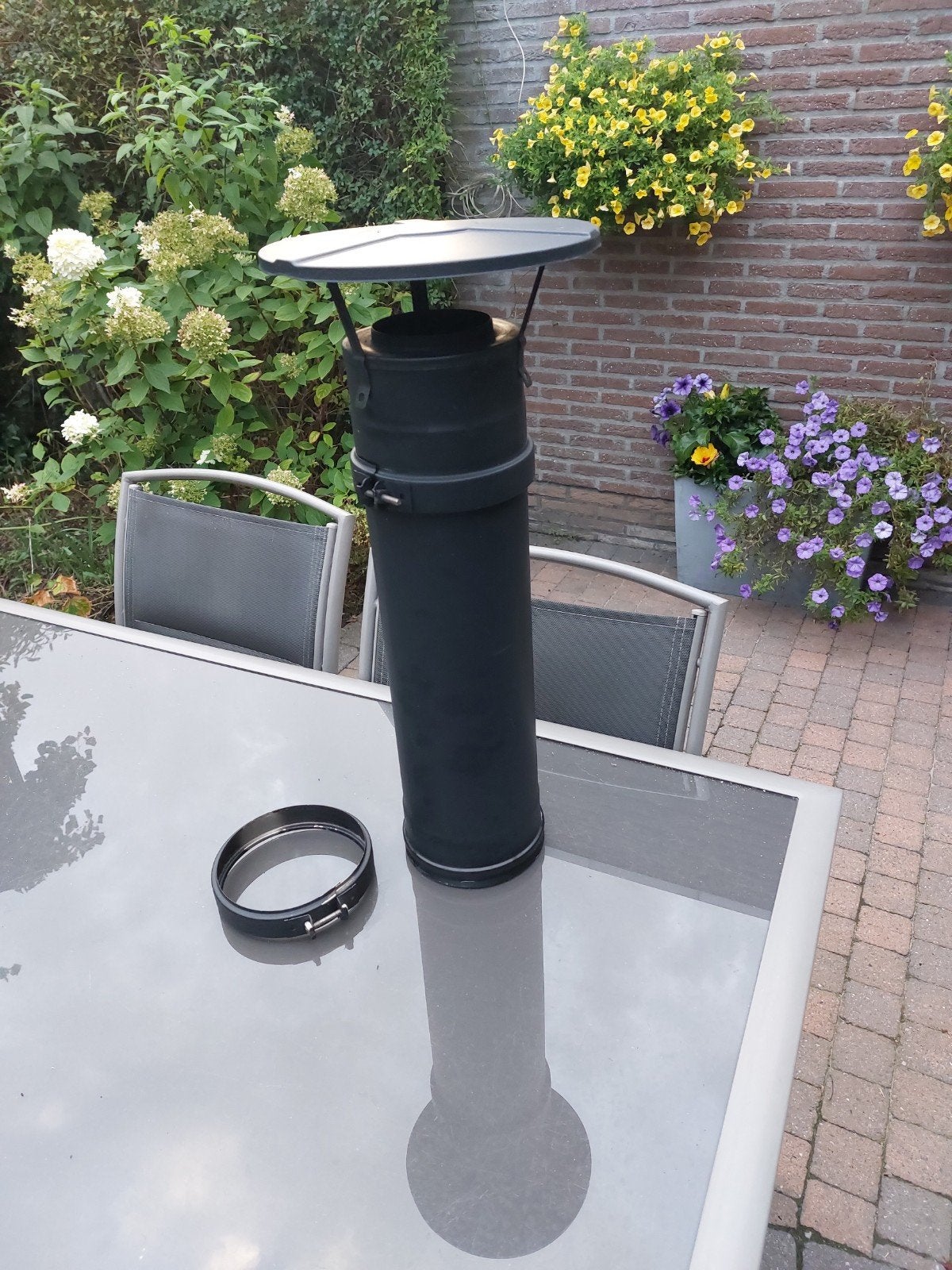 Dubbelwandige Geïsoleerde Kachelpijp buis  Schoorsteenkap, Ophalen, Zo goed als nieuw