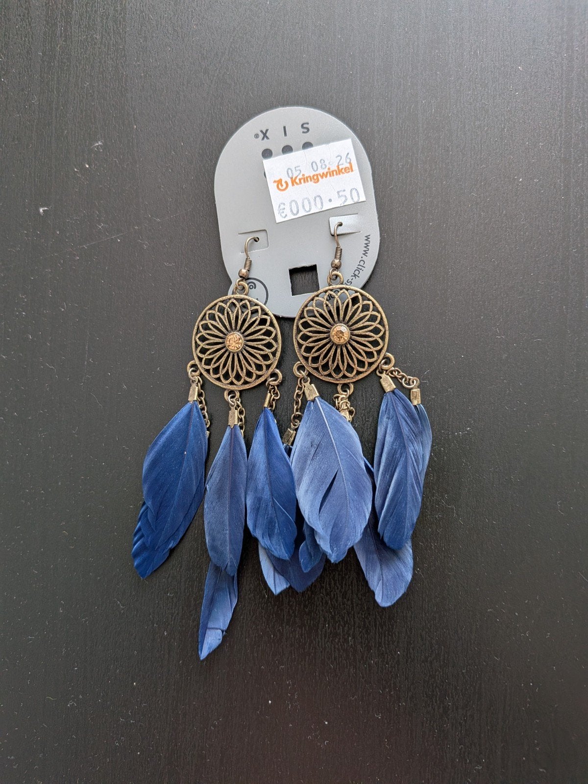 oorbellen met veren, Bijoux, Sacs & Beauté, Boucles d'oreilles, Neuf, Enlèvement, Autres matériaux, Bleu
