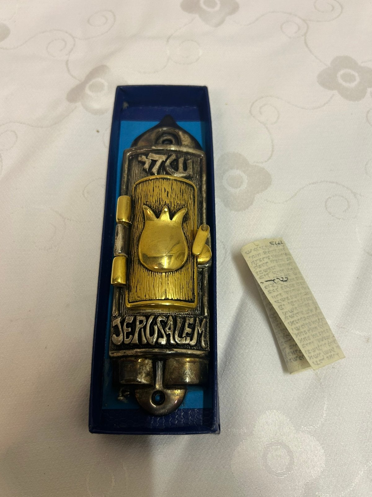 Mézouza vintage Studio Kedem Jérusalem – plaquée argent & or, Enlèvement, Argent