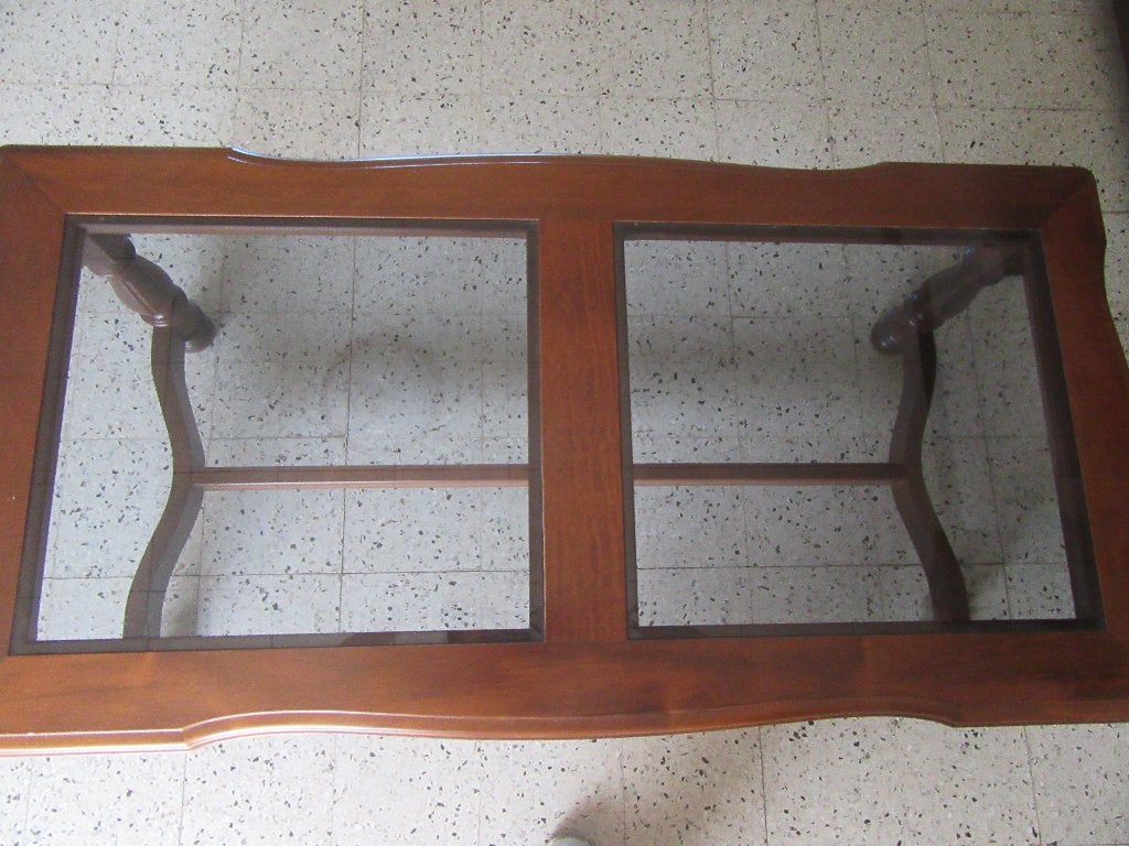 Salontafel hout/glas, 100 à 150 cm, Chêne, Klassiek, Enlèvement