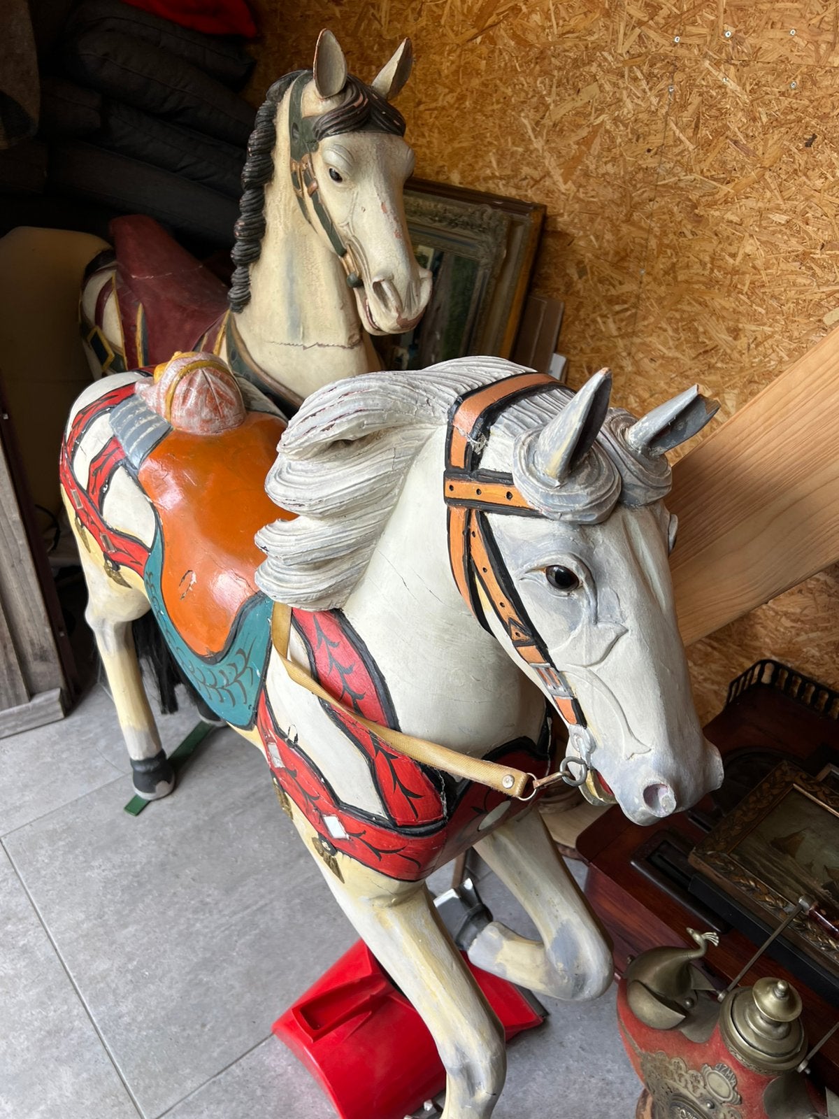 Diverse antieke carrousel paarden., Antiquités & Art, Enlèvement