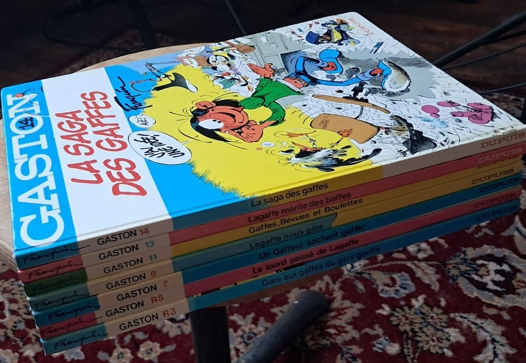 Gaston - Set van 7 strips, Gelezen, Ophalen of Verzenden, Franquin, Meerdere stripboeken