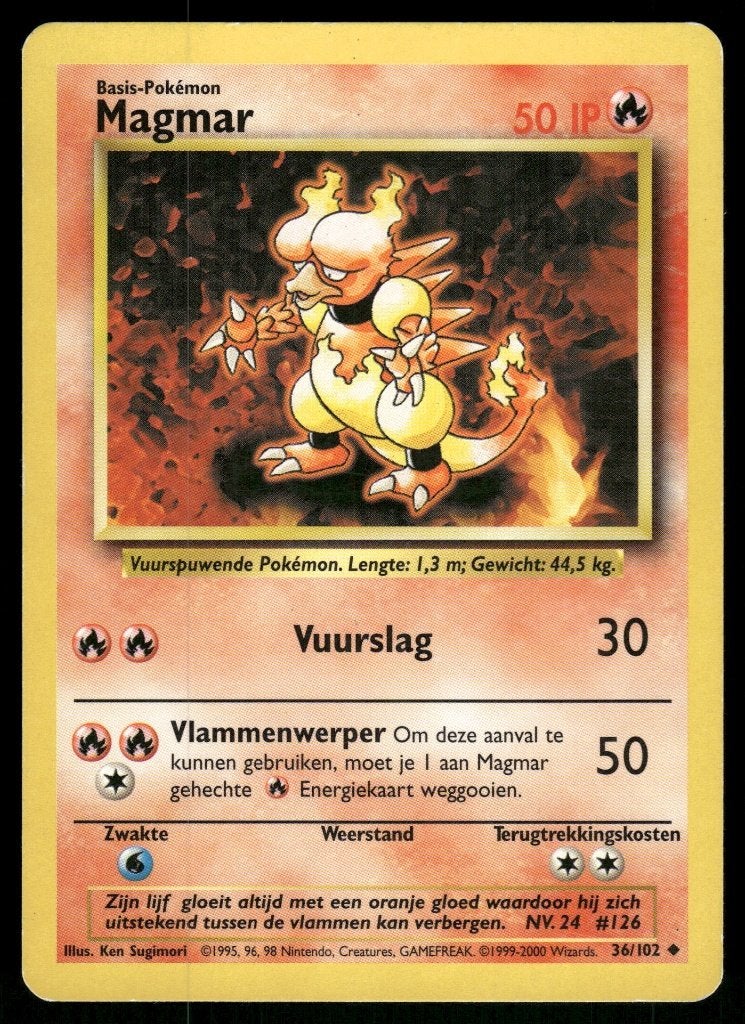 Magmar 36/102 - Base (NL) (EX), Hobby & Loisirs créatifs, Jeux de cartes à collectionner | Pokémon, Utilisé, Envoi