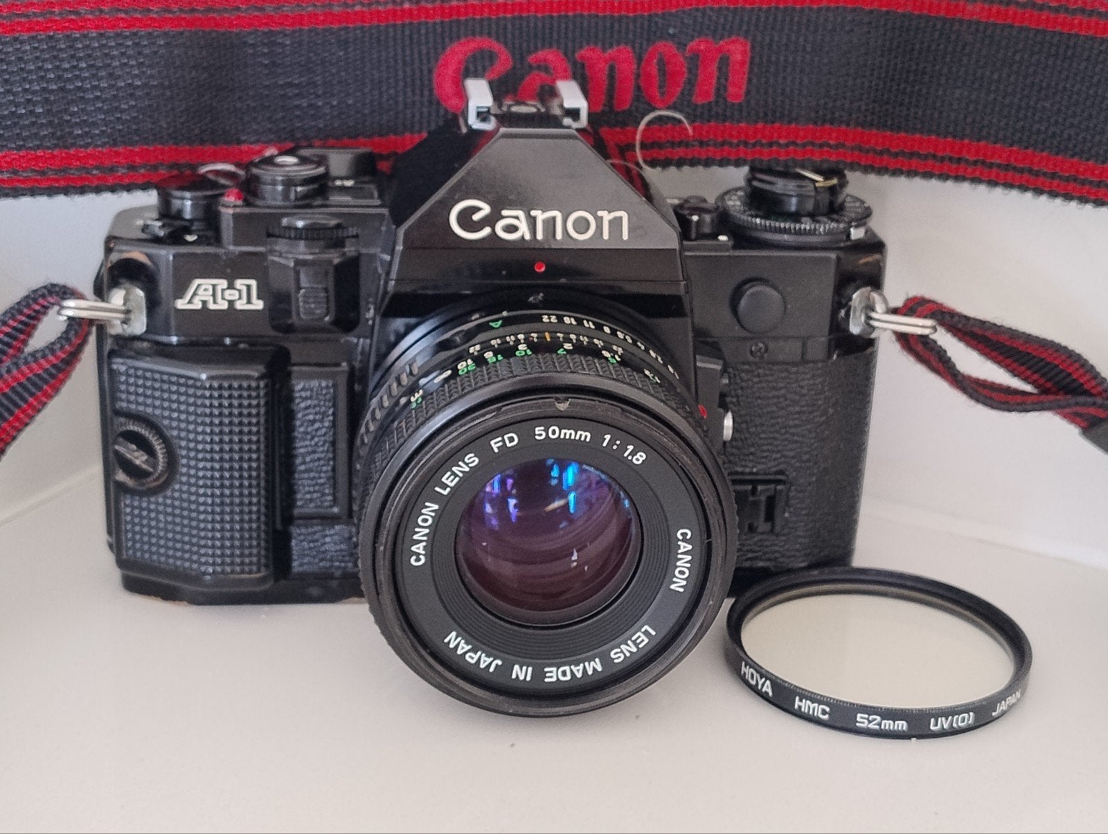 Canon A1 Camera met een Canon FD 50mm 1:1.8 lens+draagriem, Audio, Tv en Foto, Ophalen of Verzenden, Gebruikt, Spiegelreflex, Canon