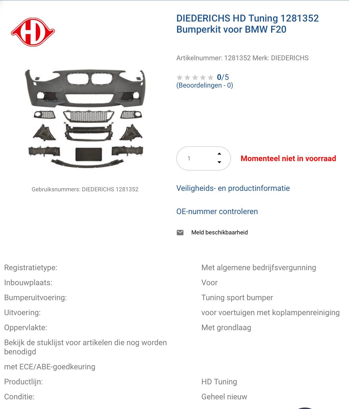 Bumper voor bmw f20, Auto-onderdelen, Ophalen, Voor, BMW, Bumper