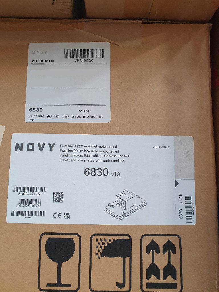 Hotte Novy 6830 Pureline 90cm inox, Electroménager, Enlèvement ou Envoi, Comme neuf, Encastré, Hotte pour îlot