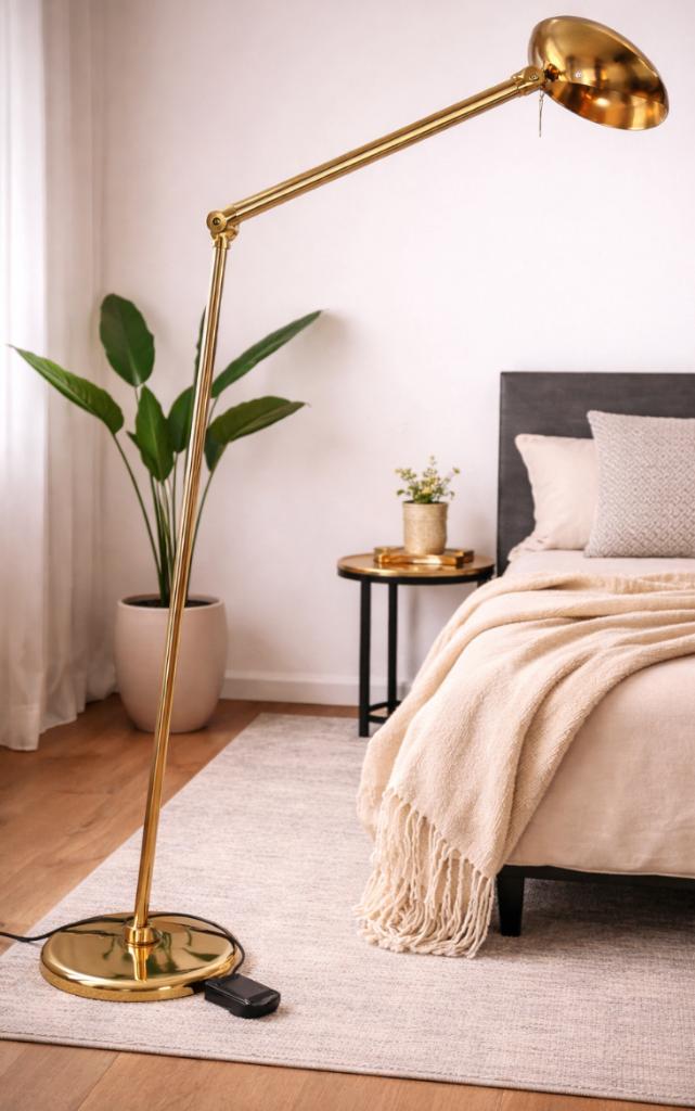 Lampe vintage en laiton réglable – style années 70, Ophalen