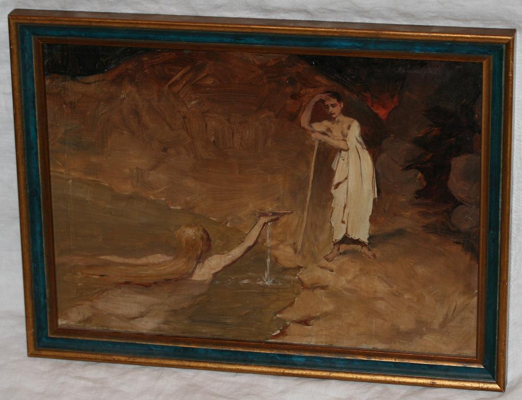 Schilderij olie op karton Begin XXste eeuw ongesigneerd, Antiek en Kunst, Ophalen of Verzenden