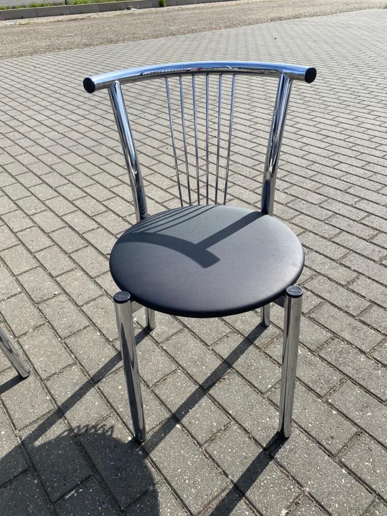 Set van 8 Calligaris design stoelen chroom & zwart, Enlèvement, Comme neuf