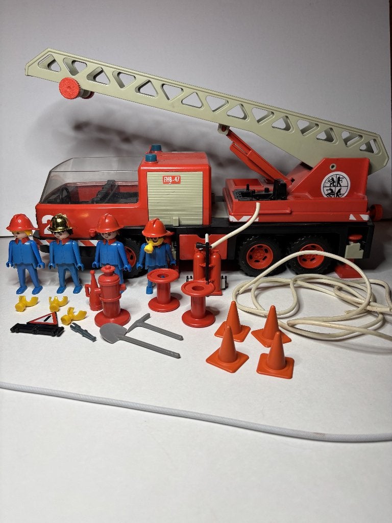 Camion de pompiers Playmobil 3525 Ladder 1981, Enlèvement ou Envoi, Autres séries, Kit complet, Utilisé