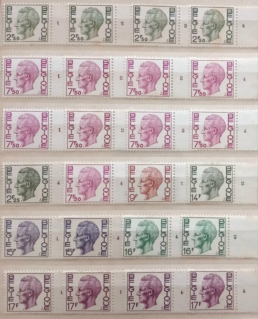 1975 Baudouin Elström MNH bordnummers **, Verzenden, Orginele gom, Postfris, Postfris