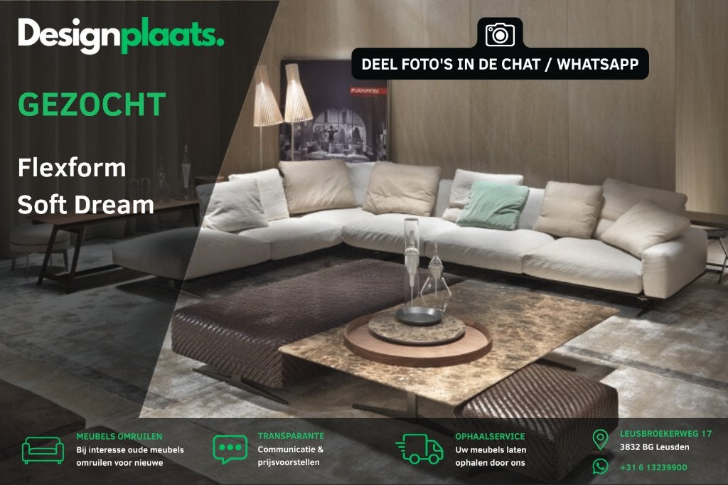 GEZOCHT: Flexform Soft Dream — Direct Inkoop, Huis en Inrichting, Ophalen of Verzenden, Hoekbank, Stof, Bankstel Bank Zetels Sofa Hoekbank Design bank