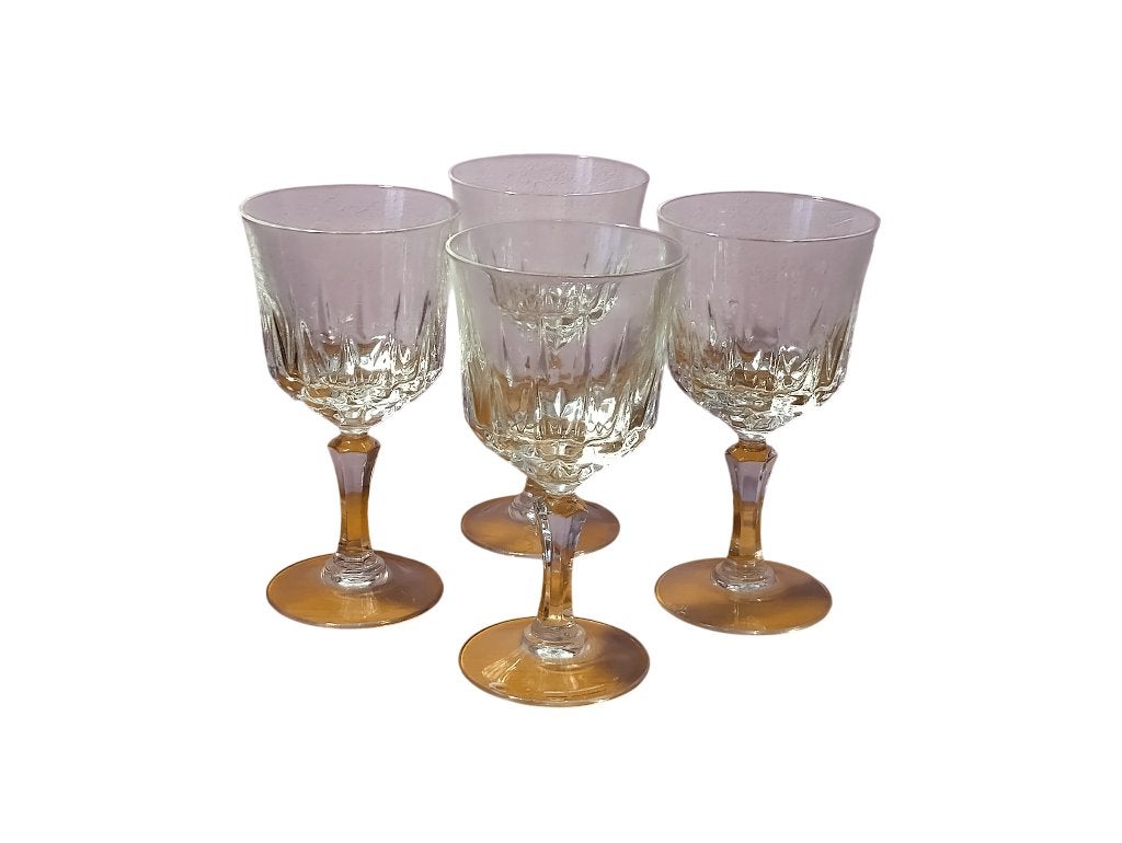 Service 4 pcs verre à pied cristal d'Arques H 14,5cm vintage, Antiquités & Art, Enlèvement