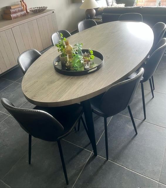 7 grijze stoelen, Ophalen, Gebruikt, Grijs, Metaal