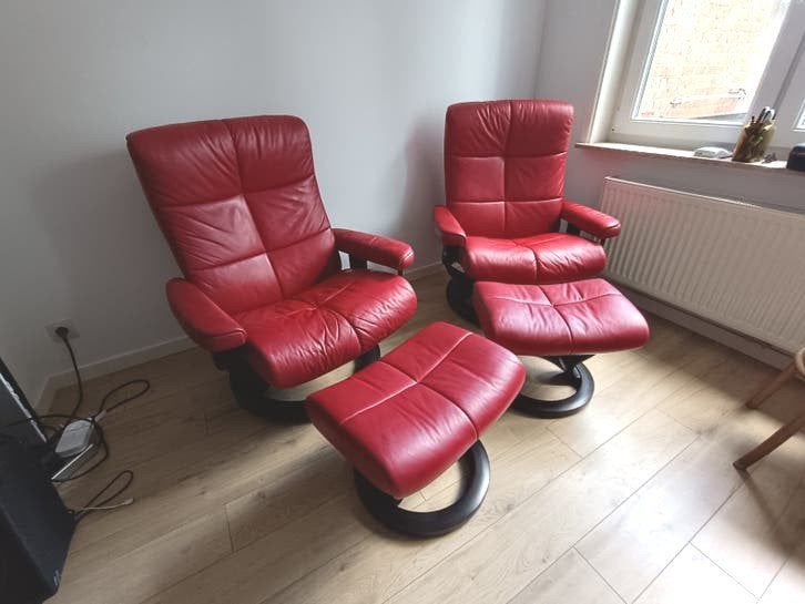 2x fauteuils vintage Stressless "EKORNES"  (Made in Norway), 100 à 125 cm, Vintage, Enlèvement, Utilisé