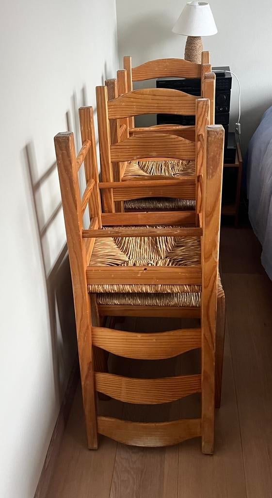4 rieten stoelen, Huis en Inrichting, Stoelen, Ophalen, Bruin, Klassiek, Hout