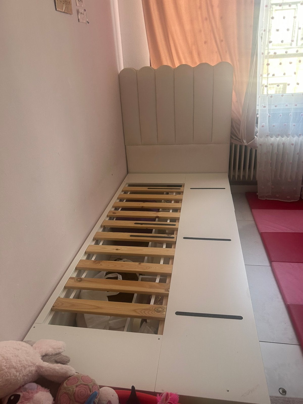 Lit avec 3 tiroirs +tete de lit, Maison & Meubles, Enlèvement, Comme neuf, Une personne, Blanc