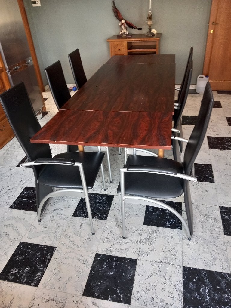 Table de cuisine avec 6 chaises, 150 à 200 cm, Cinq personnes ou plus, Enlèvement, Utilisé